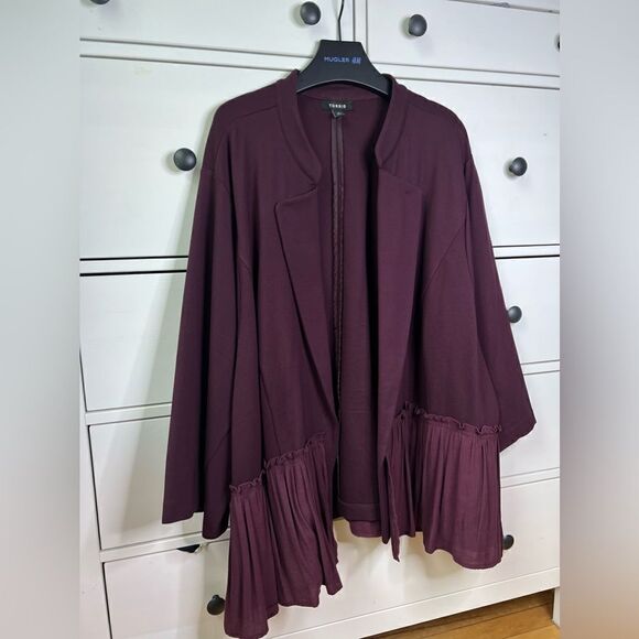 Torrid size 6x open cardigan jacket blazer‎ Ponte Fabric Mixed Peplum Like New - Picture 7 of 17